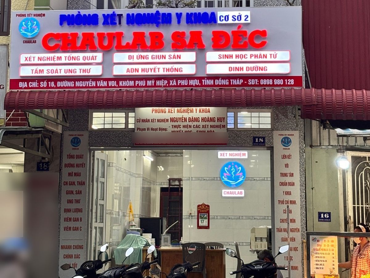Mặt tiền phòng xét nghiệm Chaulab cơ sở 2, số 16 đường Nguyễn Văn Voi, Phú Hựu